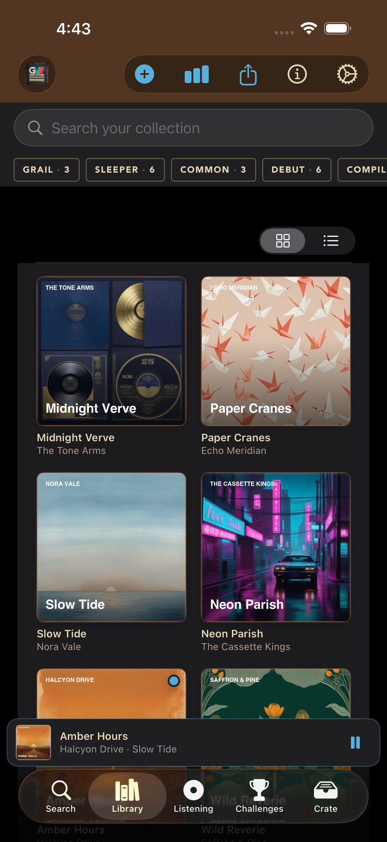 GrailVinyl — your record collection on the shelf, with value tiers and grails